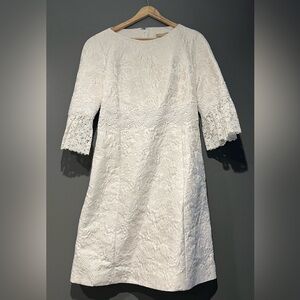 Elegant White Brocade Dress